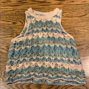 Pink and blue crocheted American eagle tank